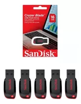 Kit Com 5 Unidades De Pendrive Sandisk Cruzer Blade 16gb 2.0