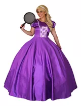 Fantasia Princesa Rapunzel Luxo Longo Adulto E Luva Brinde
