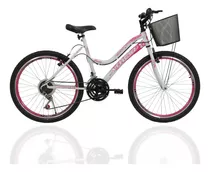 Bicicleta Infantil Aro 24 Athor Musa 18v Feminina C/cestinha Cor Branco/rosa