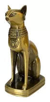 Estátua Deusa Bastet Egipcia Gata Dourada 20cm + Brinde