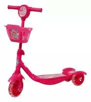 Patinete Infantil 3 Rodas Musical Princesa Cesta Luzes Rosa