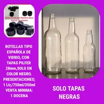 Envases Con Tapa Negra O Dorada 350ml/750ml/1 Lt X Docena 