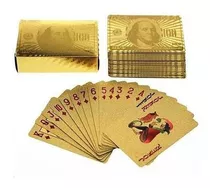 Baralho Dourado Ouro Folheado Poker Truco Cartas Jogos Dolar