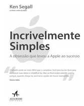 Incrivelmente Simples: A Obsessão Que Levou A Apple Ao Sucesso, De Segall, Ken. Starling Alta Editora E Consultoria  Eireli, Capa Mole Em Português, 2017