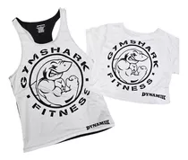 Duo Playeras Shark Pareja Gym  Fitness Crop Olimpica