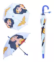 Paraguas Infantil Mujer Maravilla - Art.4975 - Umbrella Kids Color Celeste Diseño De La Tela Logo