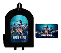 Combo Mochila Reforzada + Cartuchera Free Fire Juego