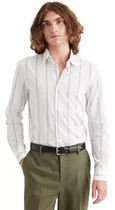 Camisa Hombre Refined Poplin Slim Fit Blanco Rayas Dockers