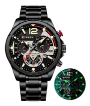 Reloj Lujo Acero Inoxidable Cronometro Fechador Original Cu Color Del Bisel Negro
