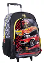 Mochila Carro Hotwheels 18 Pulgadas Escolar Wabro 75115 Color Negro Diseño De La Tela Hot Wheels