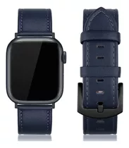 Correa Cuero Edimens Para Apple Watch 4 5 6 Se 1/2 44mm Azul