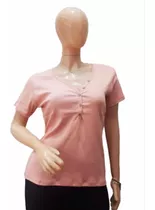 Remera Manga Corta Con Cuello V De Botones