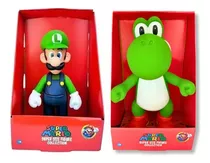 Bonecos Grandes Luigi E Yoshi 23cm Coleção Super Mario Bros