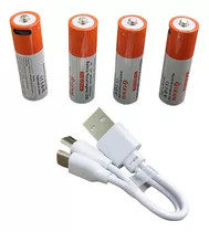 4 Pilhas Aa Usb Powervac 1.5v 2600mwh Aa Recarregável Usb-c