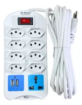 Extensão Elétrica 9 Tomadas Régua Bivolt Com 2 Usb 5 Metros