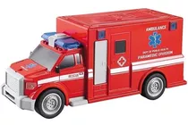 Ambulancia Fricçao Com Som E Luz Vermelho Dm Toys Dmt6164