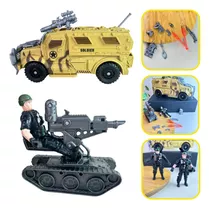 Brinquedo Militar Kit Infantil Soldados Tanque Guerra Armas 