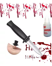Cuchillo Retractil + Sangre Falsa Juego De Bromas Halloween