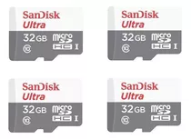 Kit 4 Cartão Memória 32gb Micro Sd Ultra Sandisk Original  