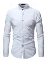 Camisas Cuello Nerú Slim Fit Manga Larga De Hombre 