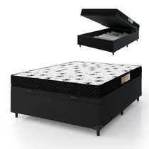 Cama Box Casal Colchão Espuma 138x188x50cm Polar Cor Preto