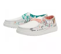 Hey Dude Mujer Zapatos Mocasines Wendy Doodle Star White