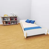 Cama Montessori 1,40 + Organizador De Juguetes 2x2 Blanco