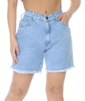 Short Jeans Feminino Meia Coxa Cintura Alta Levanta Bumbum