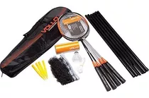 Kit Badminton Vollo - 4 Raquetes, 3 Petecas, Rede E Suportes