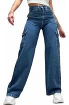 Jean Wide Leg Cargo Mujer.varios Colores.t:34 A 46!calce Exc