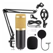 Set Micrófono Condensador Kit Grabación Brazo Articulado Usb Color Dorado