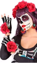 Set Para Disfraz La Catrina Mexicana Tiara Guantes Halloween