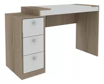 Escritorio Muebles Web Linea Premium - 3 Cajones Mdp - Almendra/blanco