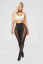 Leggins Calza Lycra Tiro Alto Con Transparencia Microtul