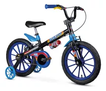 Bicicleta Infantil Aro 16 Menino Nathor Preto Azul Tech Boys