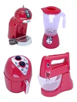 Kit Cozinha Infantil Completo Brinquedo Menino Vermelho 