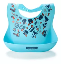 Babador De Silicone Azul Yummy Pega Migalhas Fisher Price