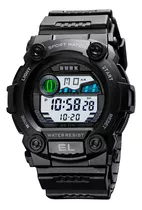 Reloj Militar Hombre Burk 1633 Cronometro Alarma Luz Digital Color De La Malla Negro