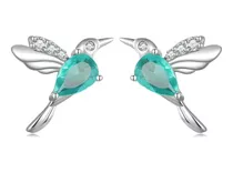 Aretes Para Mujer Pájaro Colibrí Fabricados En Plata 925