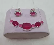 Conjunto De Gargantilla Y Aretes En Plata Laminada 