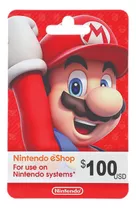 Cartão Nintendo Eshop Switch Card Usa $100 Dólares Americano