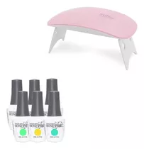 Kit 6 Esmaltes Permanente+minilámpara Led/uv 6w Envio Gratis