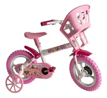Bicicleta  De Passeio Infantil Styll Baby Princesinhas Aro 12 Freio Tambor Cor Rosa/branco Com Rodas De Treinamento