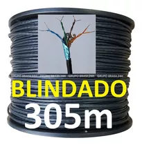 Cabo Rede Cat5e 305m Ftp Blindado Preto Net Internet Connect