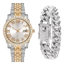 Reloj De Pulsera De Lujo Con Diamantes Para Mujer Y Hombre