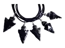 Collar Obsidiana Negra Puntas De Flecha. Acero, Protección