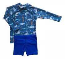 Remera Protección Solar Uv Niño Con Short Malla Uv