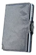 Billetera Ionify Urbana Camo Con Gatillo Y Protección Rfid Color Gris