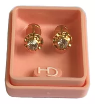 Aros Abridores Bebe Ch Perno Oro 18k Piedra Mediana 5mm 360