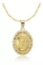 Medalla Virgen De Guadalupe Y Cadena 2mm 10k Amarillo Abba